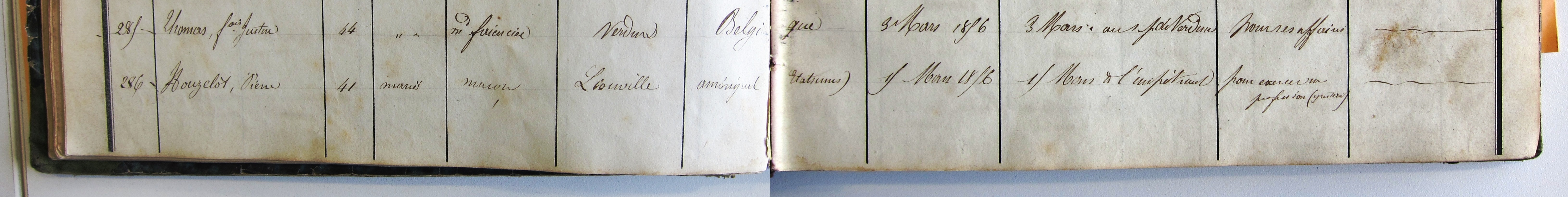 Passport application for Pierre Houzelot in 1856